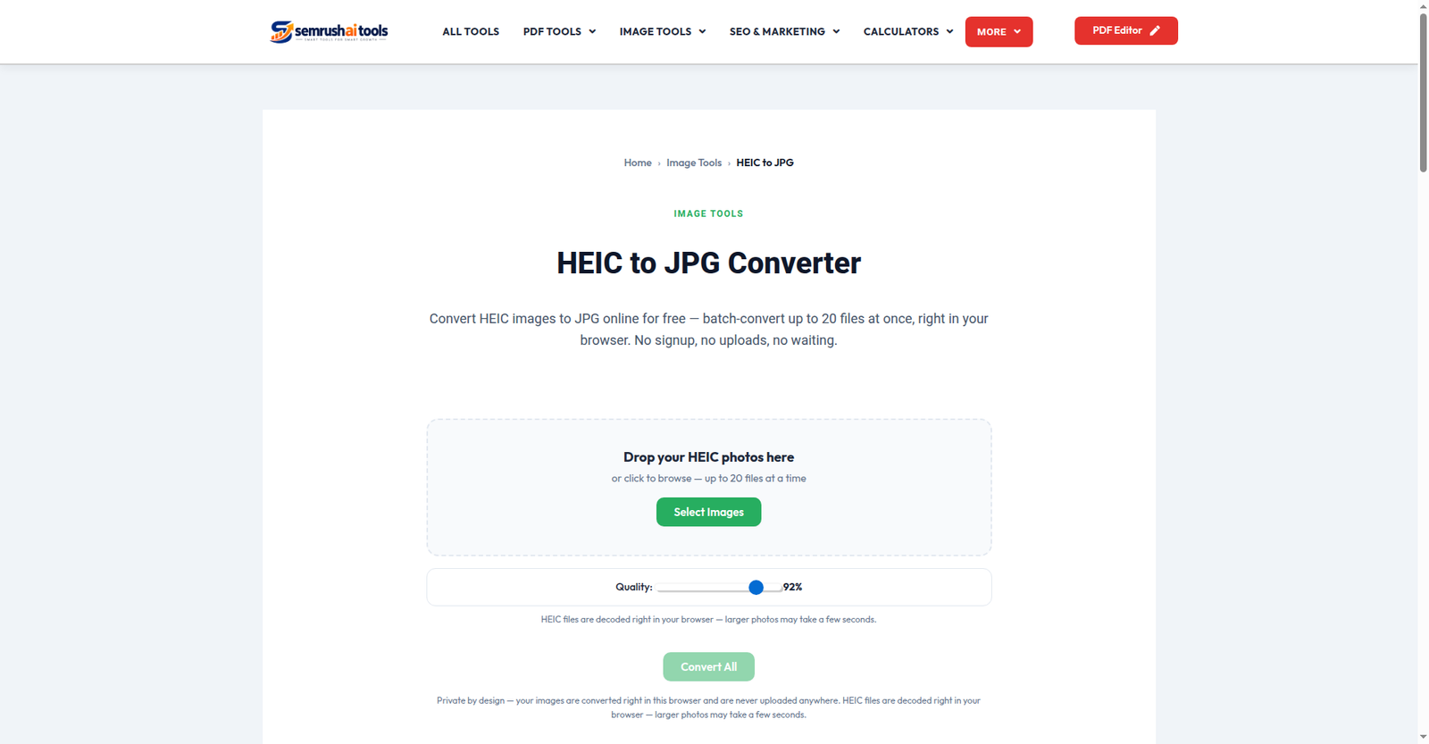 HEIC to JPG tool — Semrush AI Tools
