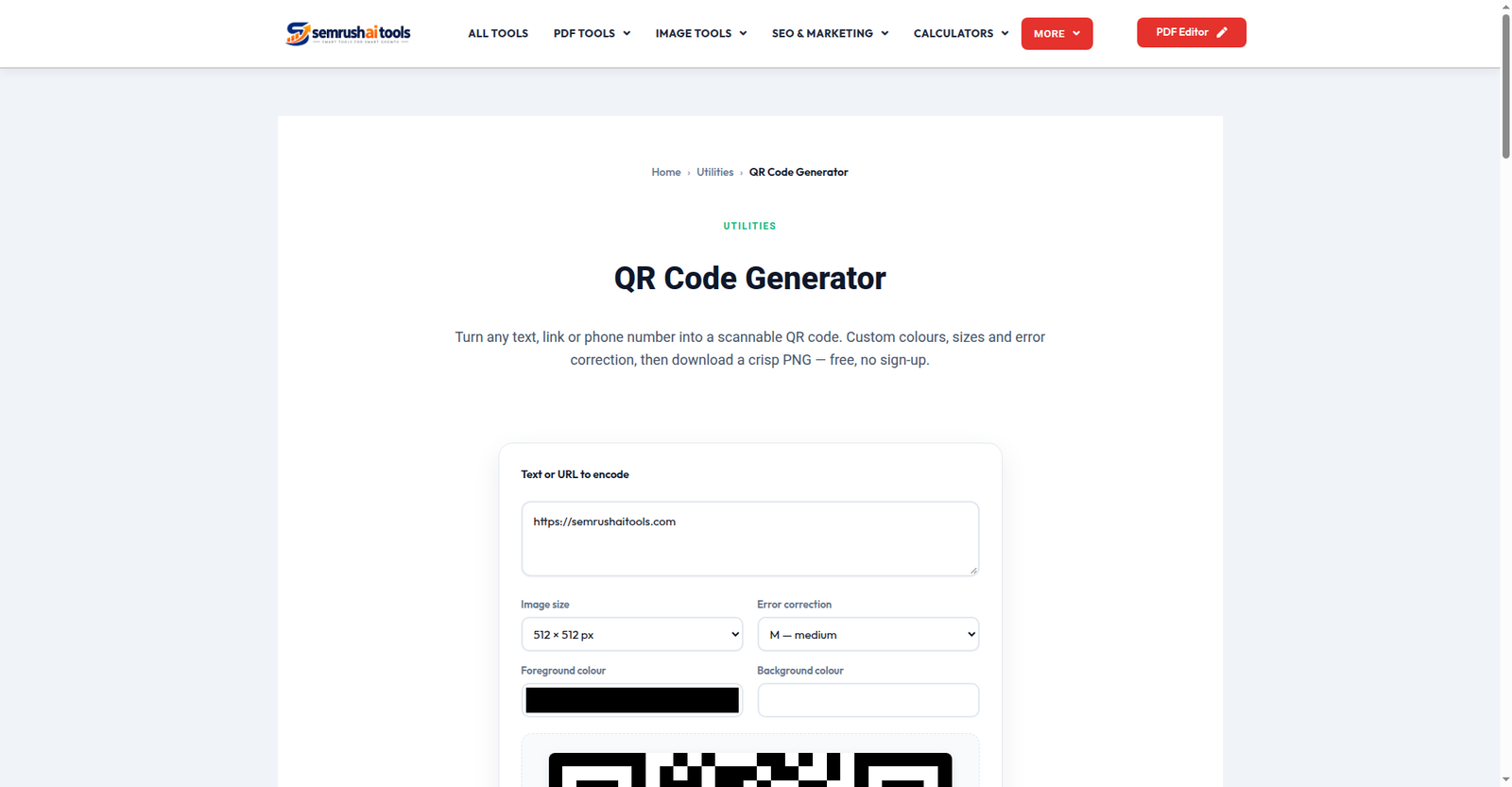 QR Code Generator tool â Semrush AI Tools