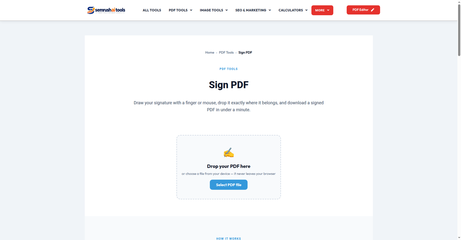 Sign PDF tool — Semrush AI Tools